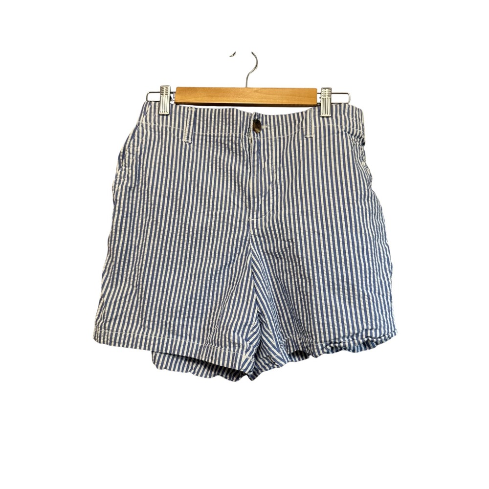 Old Navy OG Chino Shorts Womens Medium Blue White Seersucker Striped Excellent
